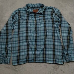 Eberlestock Shirt Mens Large Blue Plaid Snap Outdoor Long Sleeve Casual